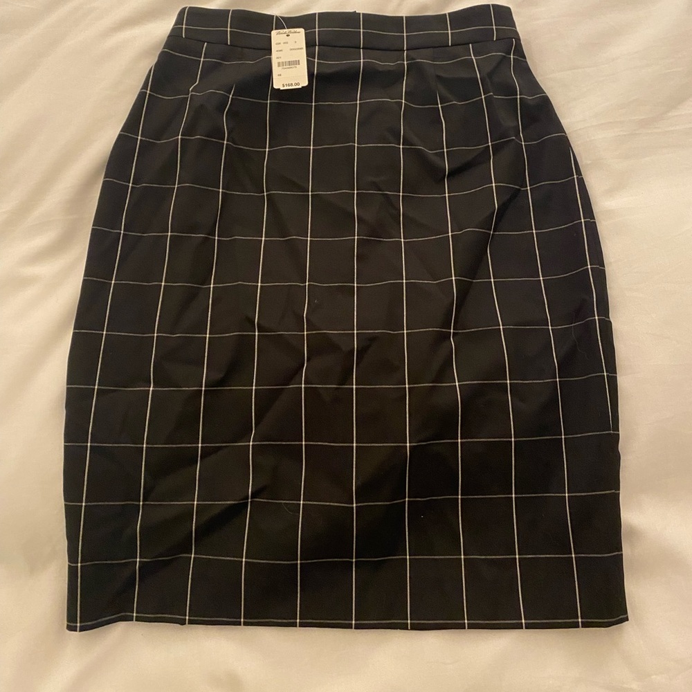 NWT Brooks Brothers black windowpane suit skirt
